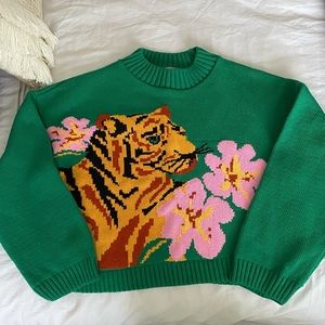 asos tiger printed crop sweater